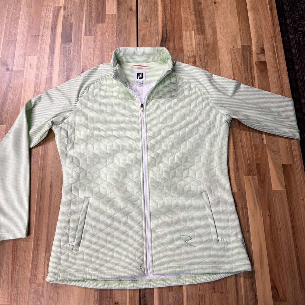 FootJoy Women's Large Green Quilted Full Zip Golf Jacket Long Sleeve Performance